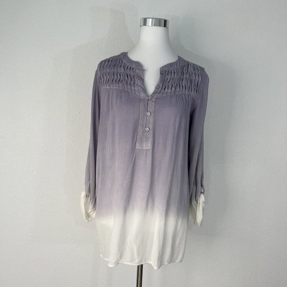 Bandolino Womens Top S Purple White Trudy Blouse Peasant Tab Sleeve NWT - Picture 2 of 16